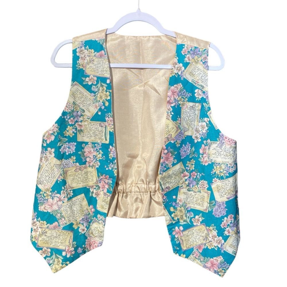 Vintage Homemade Floral Women's Vest Cottagecore Grannycore Praire Unique